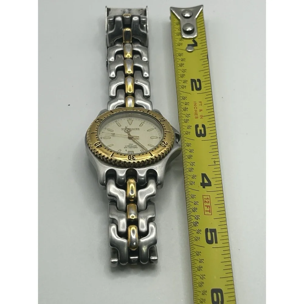 Vintage Wittnauer TT  Longlife 100m‎ Time Date Quartz Two Tone Men Watch W Box